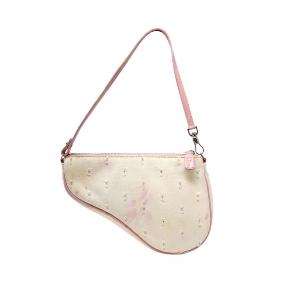 Christian Dior Vintage 2003 Distressed Floral Denim Mini Saddle Bag [106219] - Picture 6 of 15